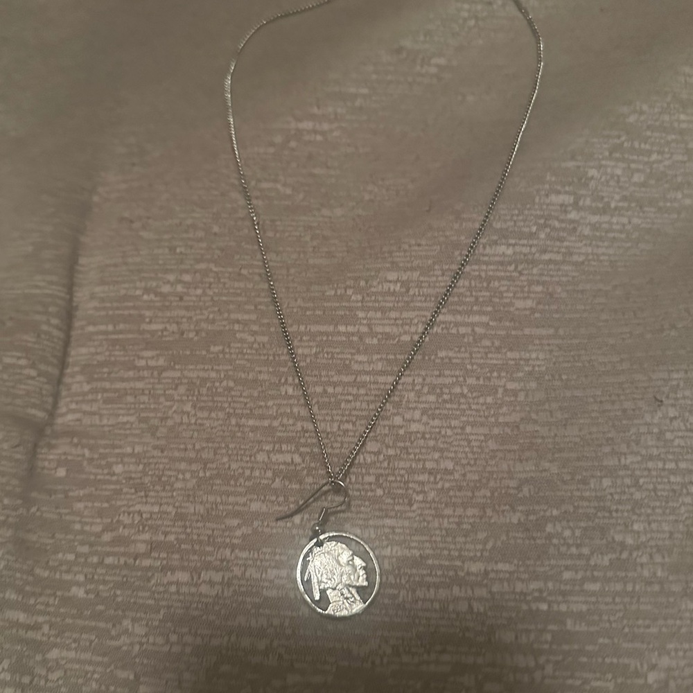 Vintage 1937 Buffalo Nickel Pendant Necklace